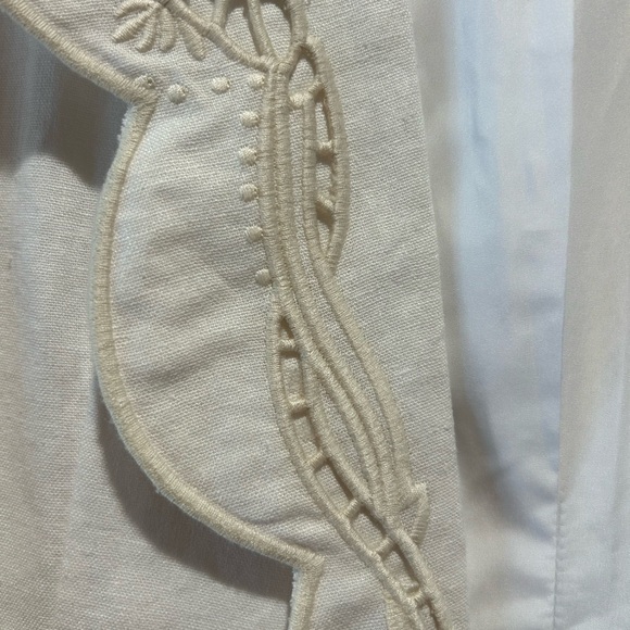 Linen blend Off White Scalloped Blazer Small - Picture 2 of 5